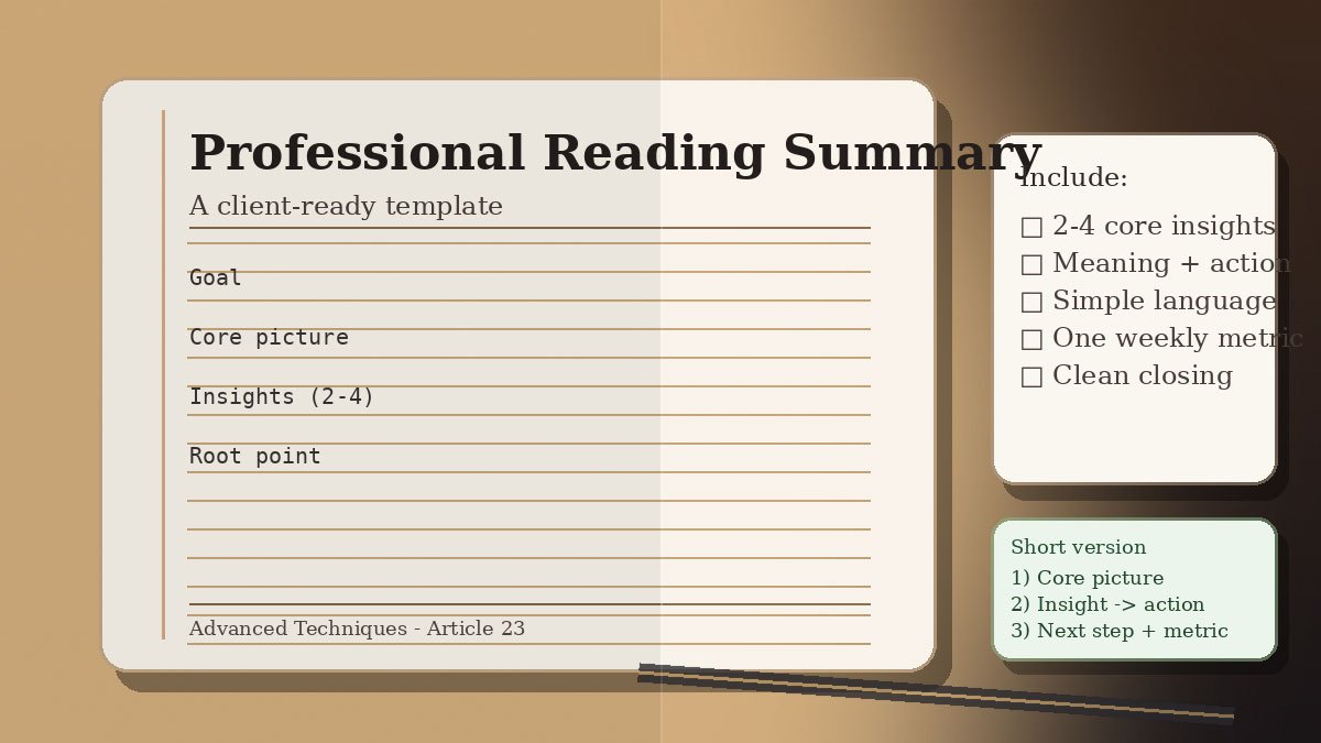 בניית סיכום קריאה מקצועי: תבנית כתובה לשליחה ללקוח 