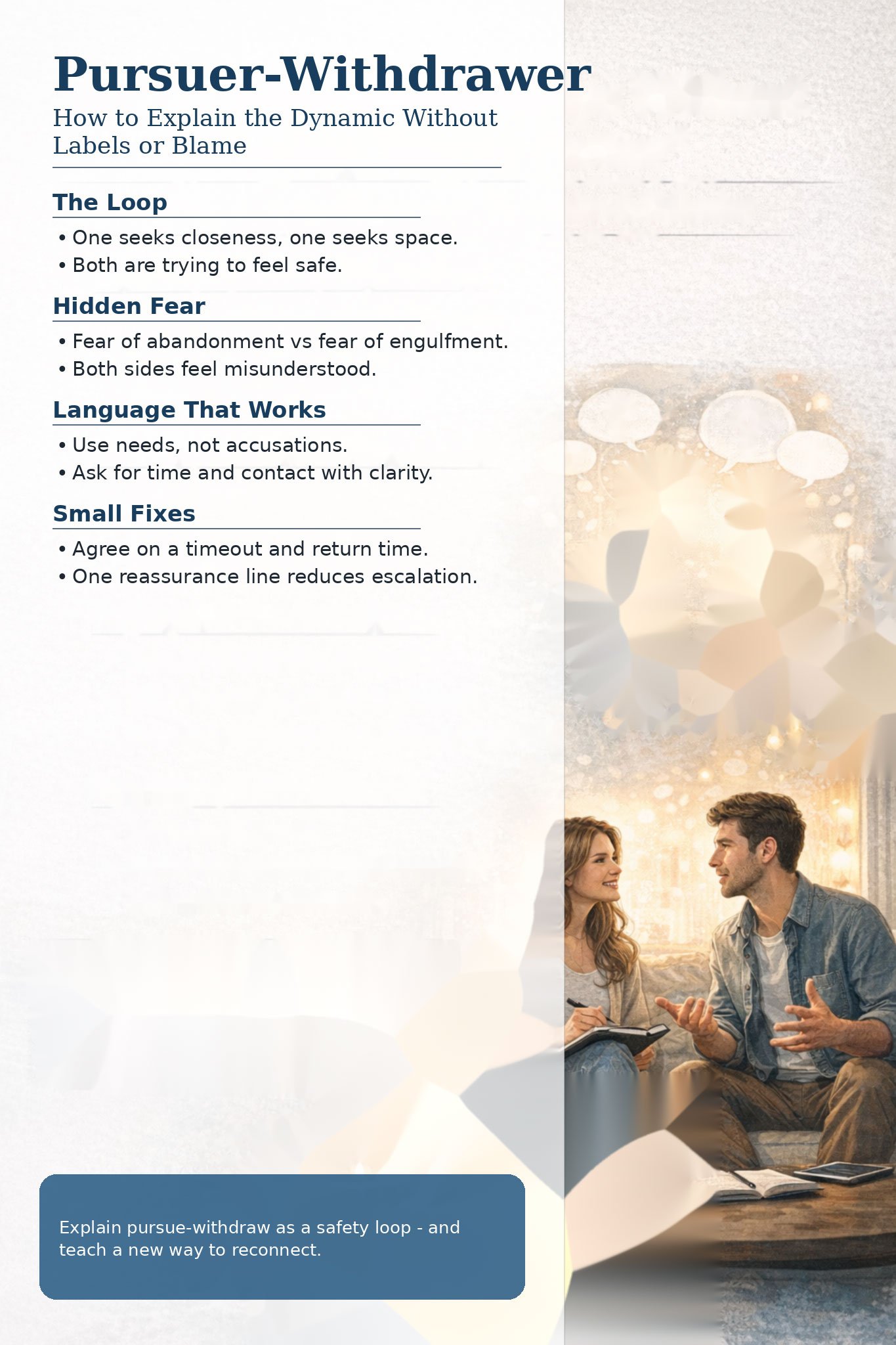 מרדף-הימנעות (ריחוק-תלות): איך להסביר בלי תיוגים ובלי אשמה