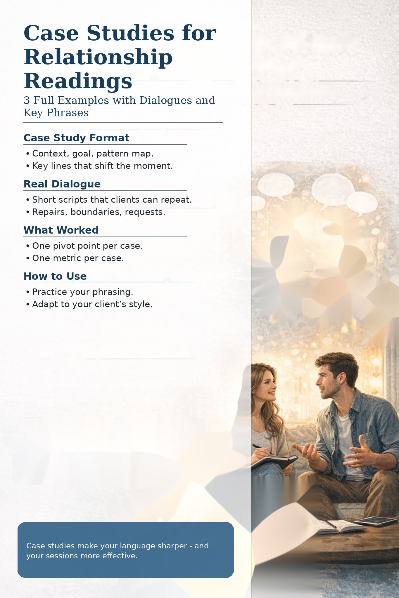 3 מקרי מבחן (Case Studies): דוגמאות מלאות עם דיאלוגים וניסוחי מפתח