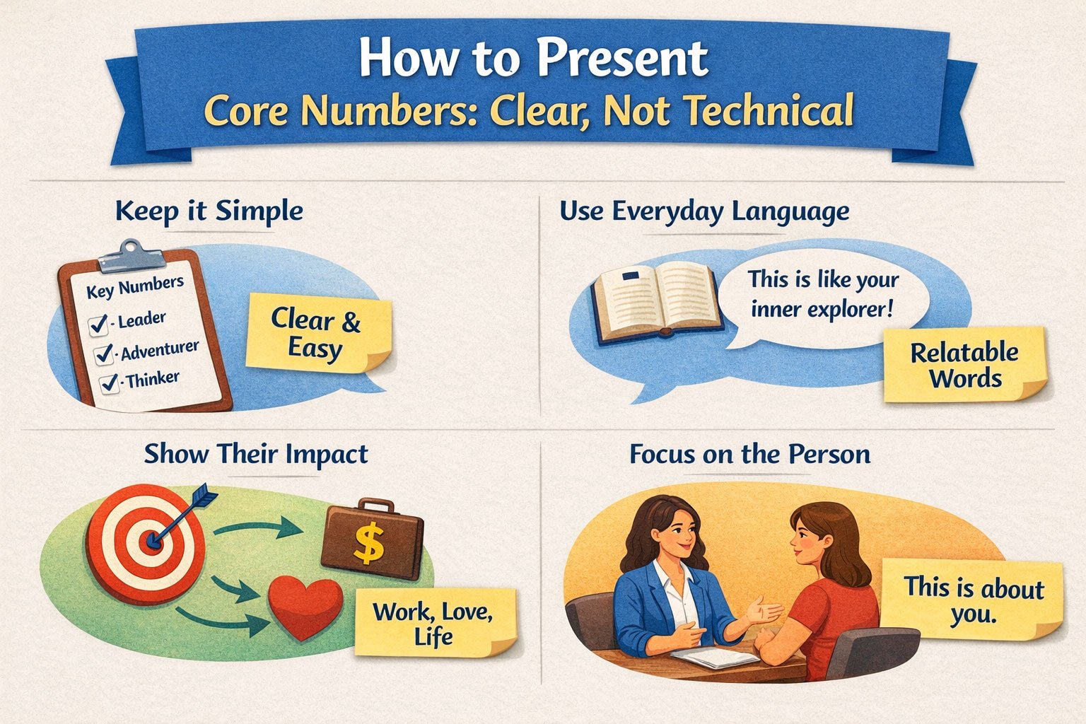 איך להציג מספרים מרכזיים בצורה ברורה ולא טכנית